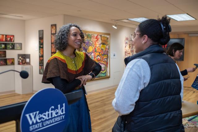 Poet Lisbeth White reads works from her latest collection in the Arno Maris Gallery in the Ely Campus Center.