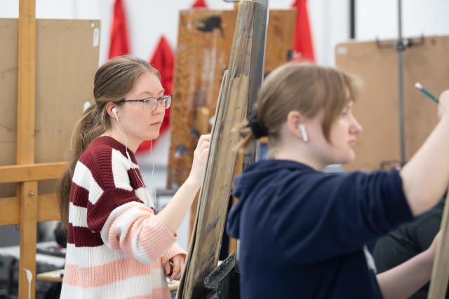 Dower 274 Painting Studio with two students painting.