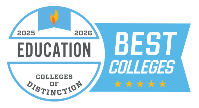 Colleges of Distinction 2025-2026 Best Colleges Education badge.